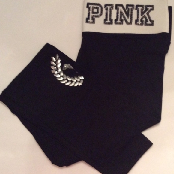 Pink Sequin Bling Black & White Leggings size xs but wears as a small - Picture 4 of 5
